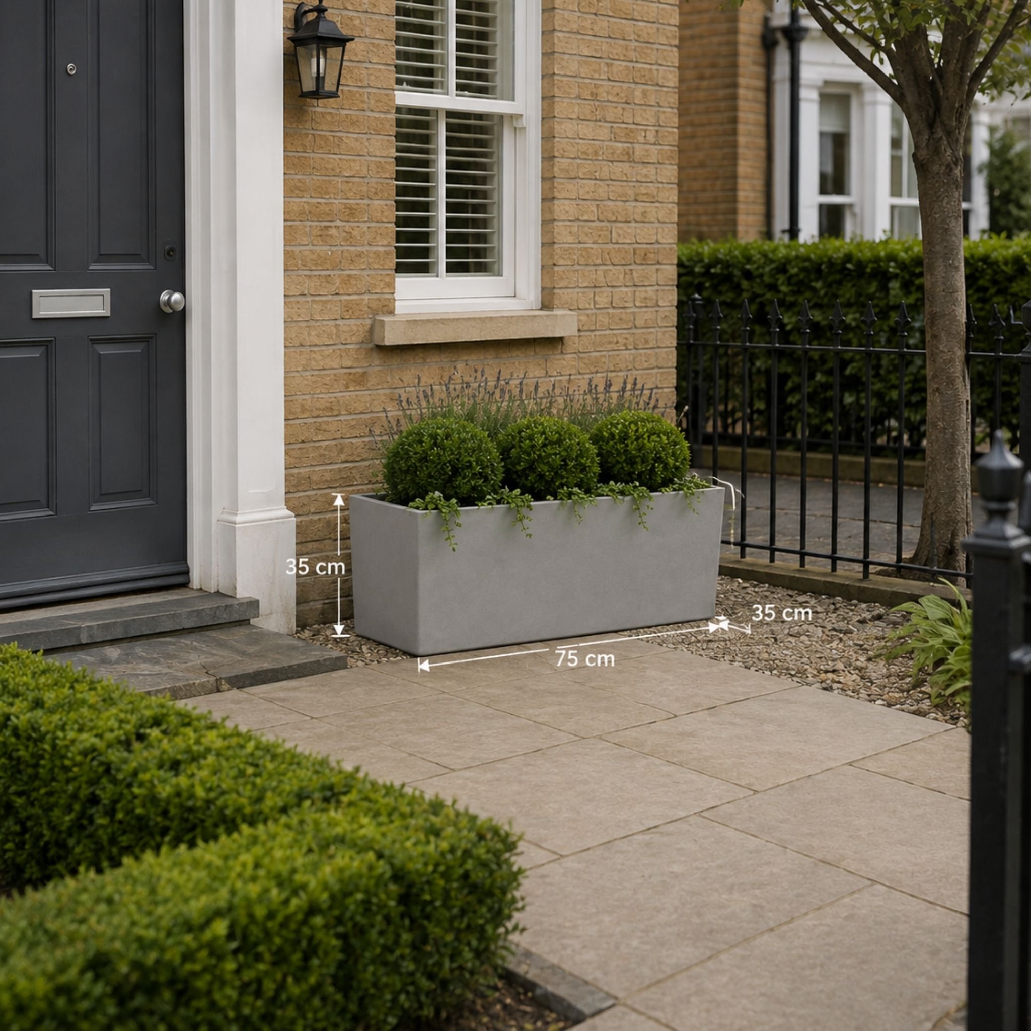 Fargro Home and Garden 68L Polystone Wide Rectangular Planter - Light Grey