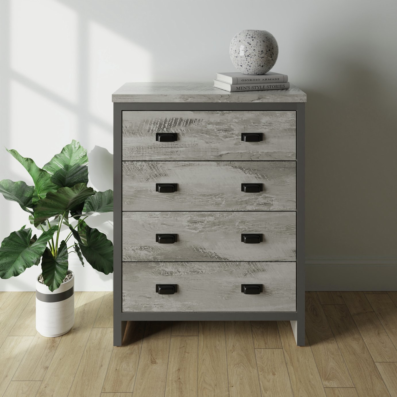 GFW Boston 4 Drawer Chest - Grey