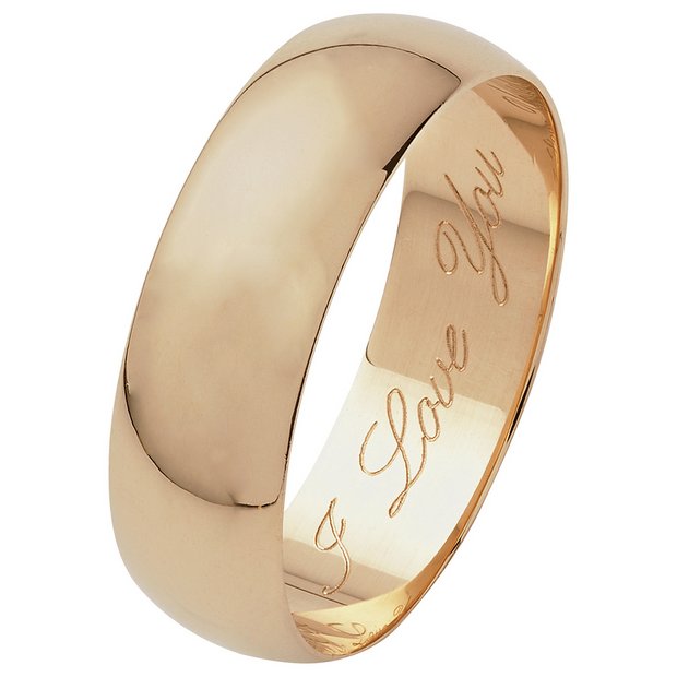 Buy Revere 9ct Gold D Shape Wedding Ring With High Dome N Womens Rings Argos