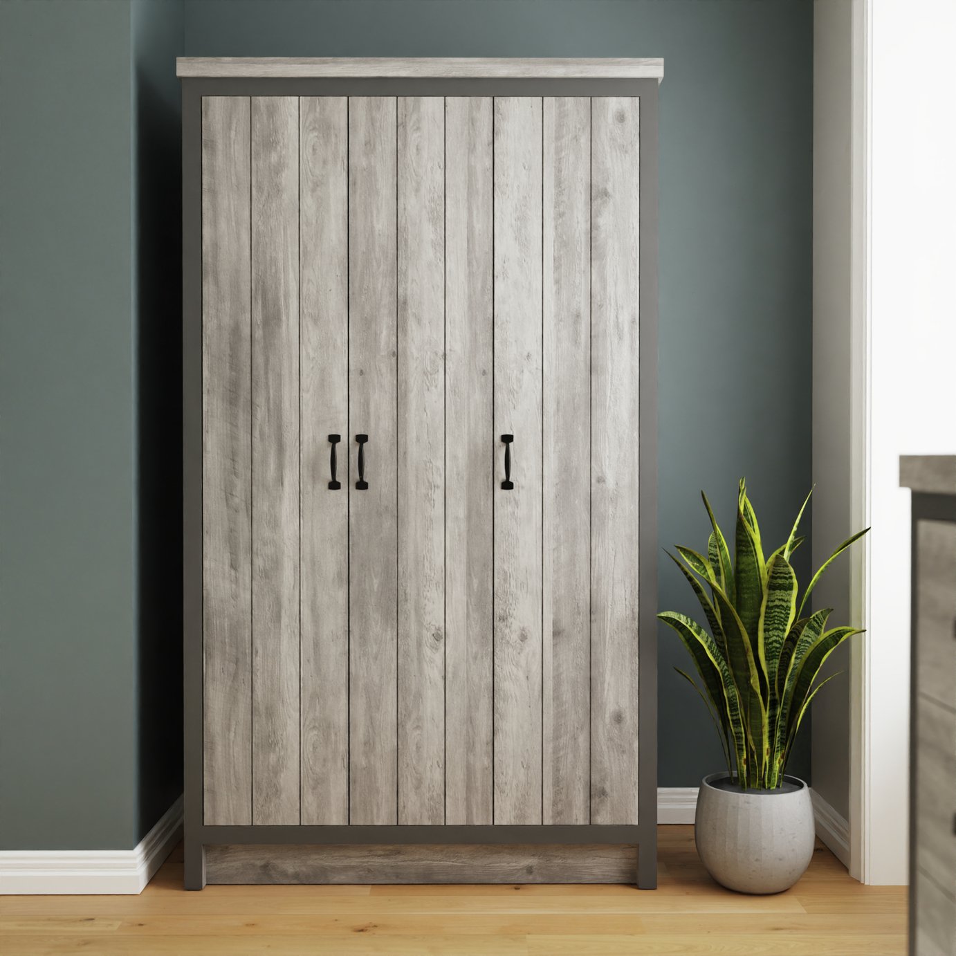 GFW Boston 3 Door Wardrobe - Grey Oak