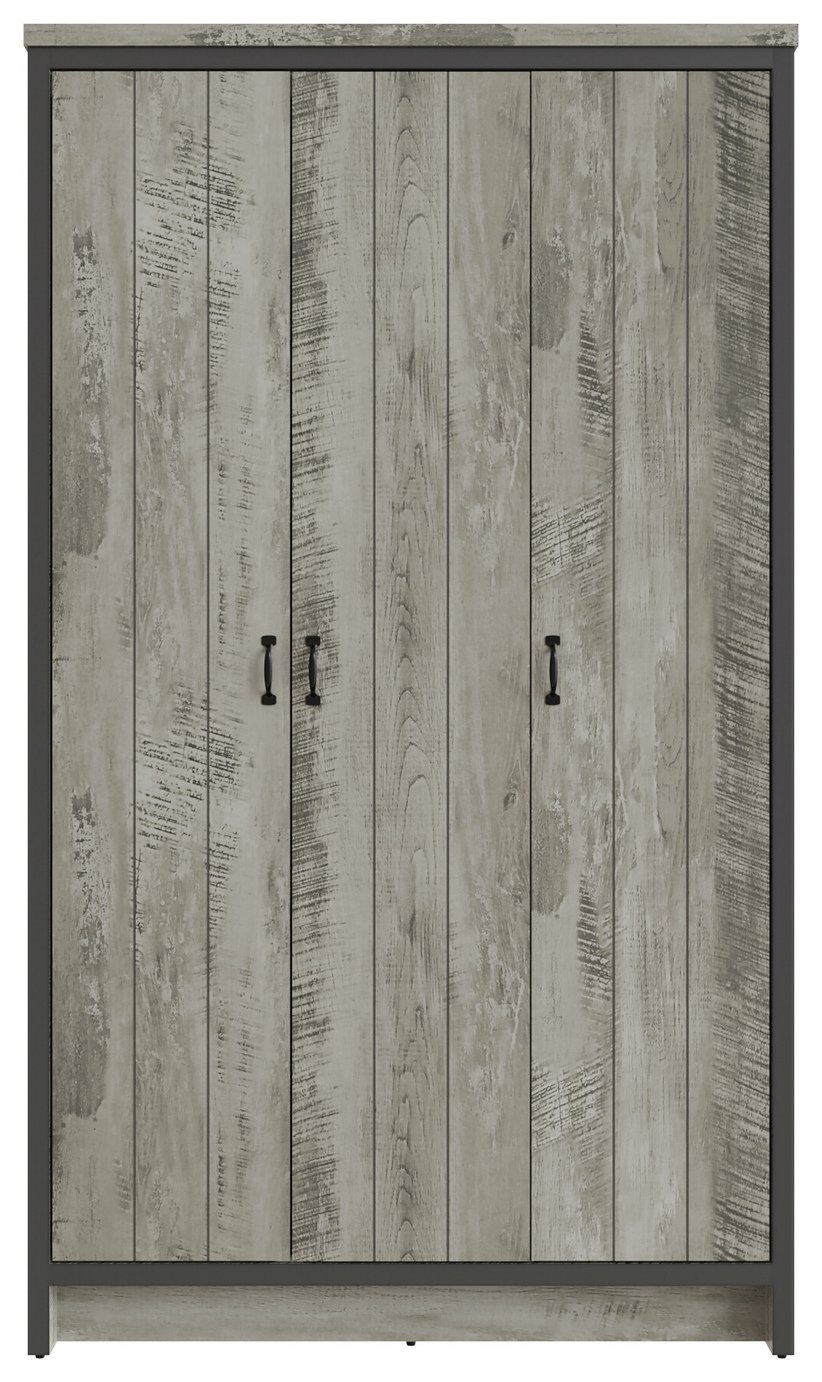 GFW Boston 3 Door Wardrobe - Grey Oak