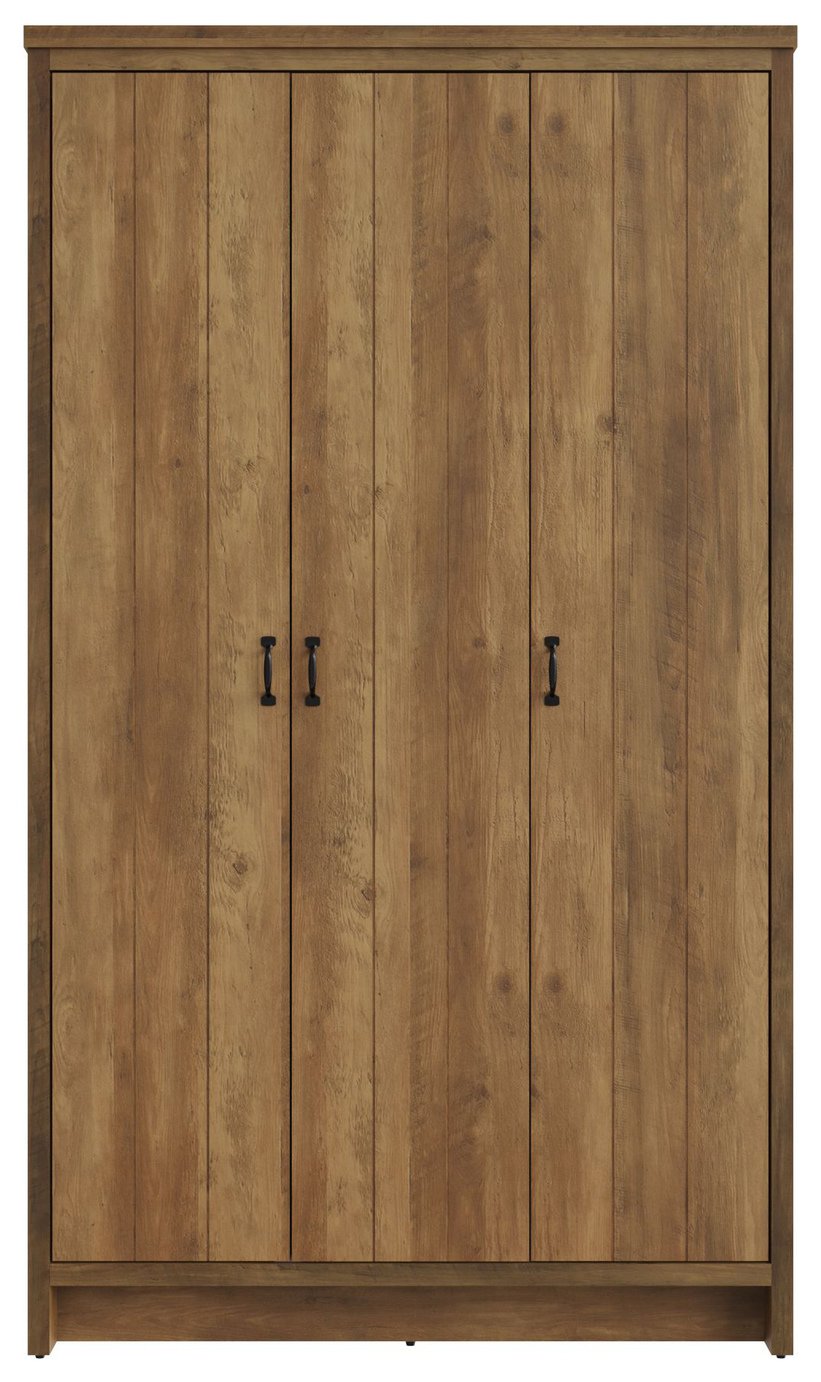 GFW Boston 3 Door Wardrobe - Knotty Oak