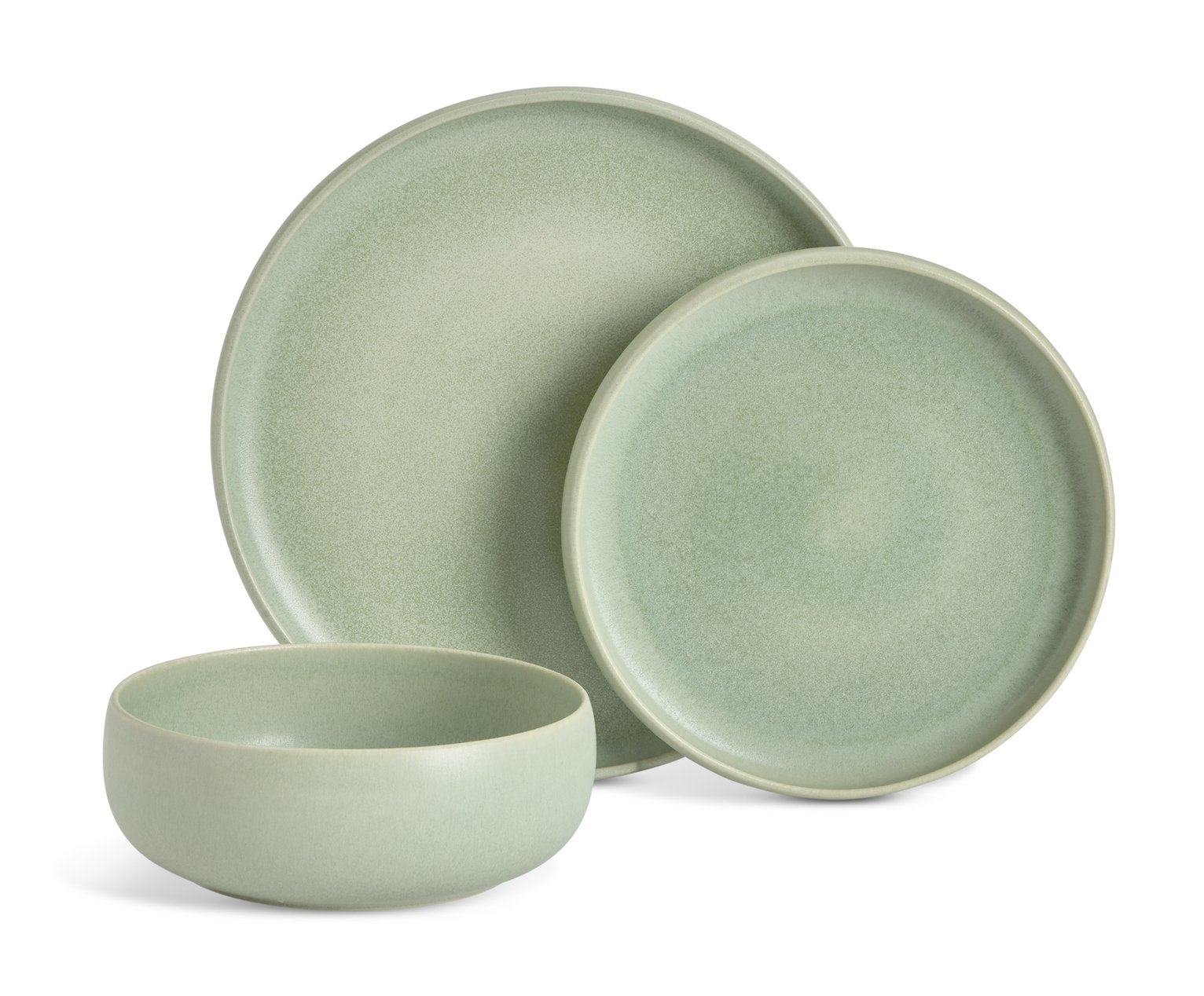Habitat 12 Piece Reactive Stoneware Dinner Set - Green