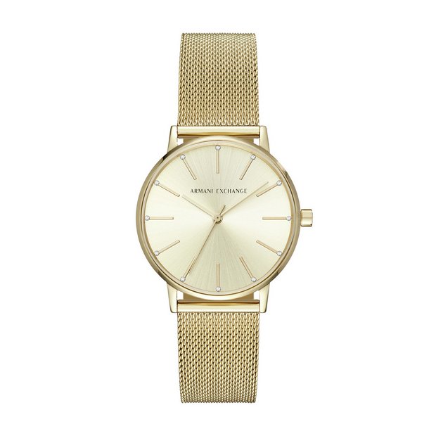 Buy Armani Exchange Ladies Gold Mesh Strap Watch | Womens watches | Argos