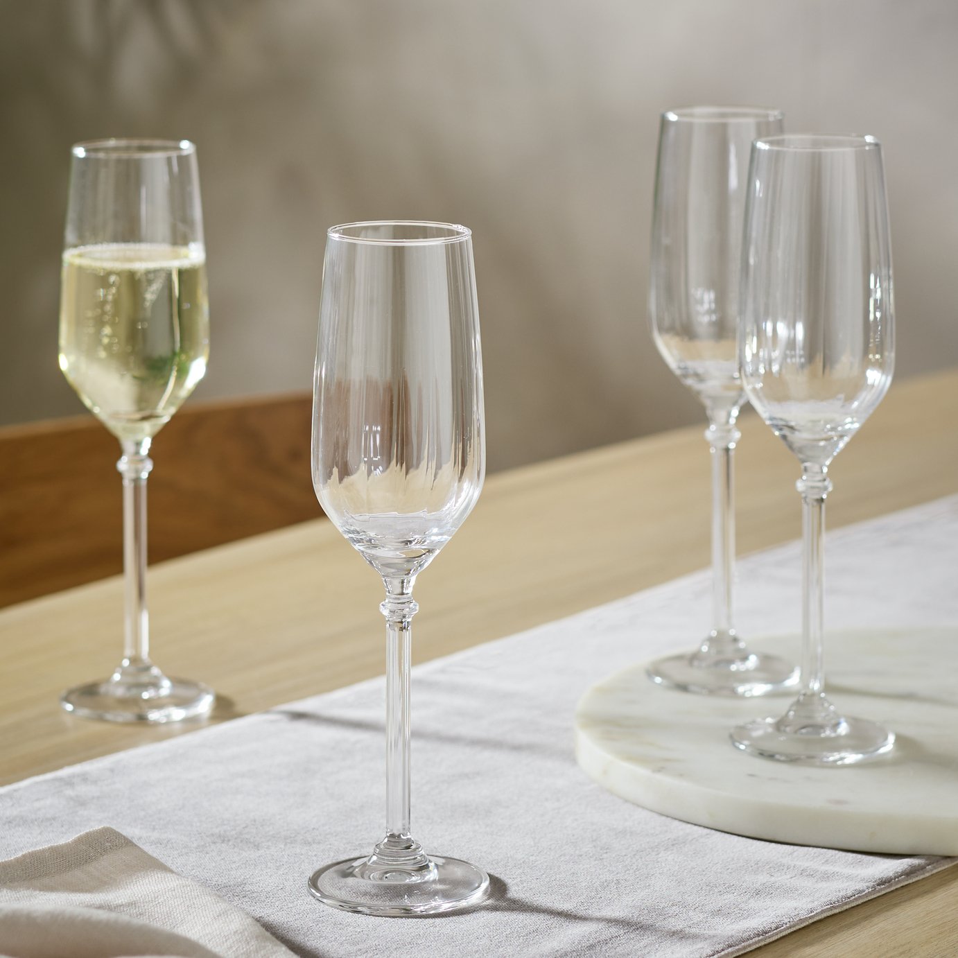 Habitat Optic Ribbed Set of 4 Champagne Flutes
