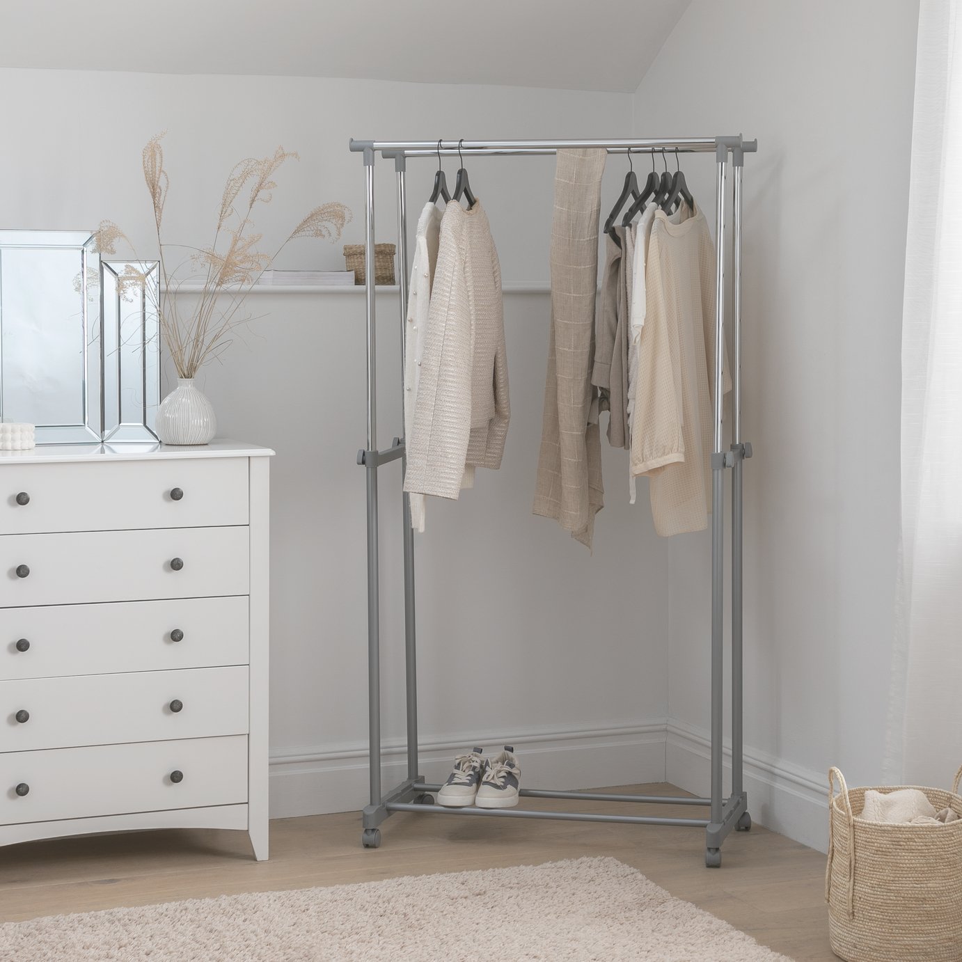 Argos Home Double Clothes Rail - Grey