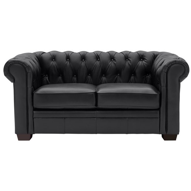 Buy Habitat Chesterfield Leather 2 Seater Sofa - Black | Sofas | Habitat