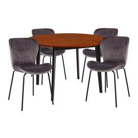 Habitat Sunny Wood Effect Dining Table & 4 Grey Chairs