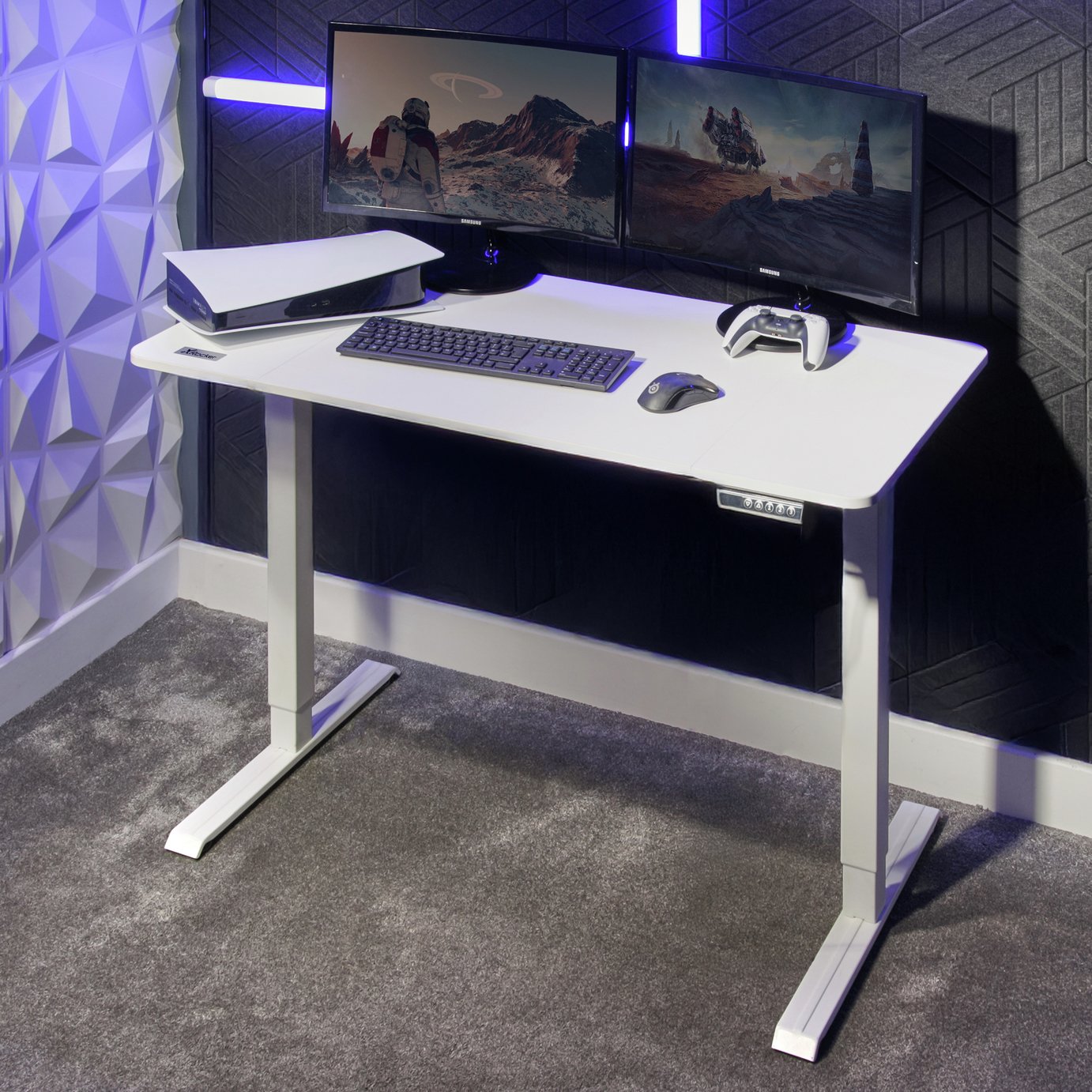 X Rocker Ascend Electric Height Adjustable Gaming Desk-White