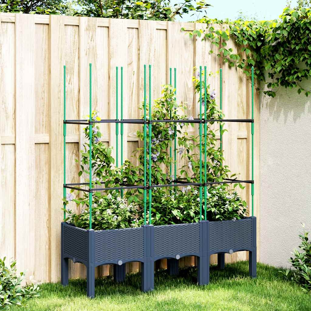 Walplus Polypropylene Garden Planter - Blue Grey - 120 x 40 x 142.5 cm