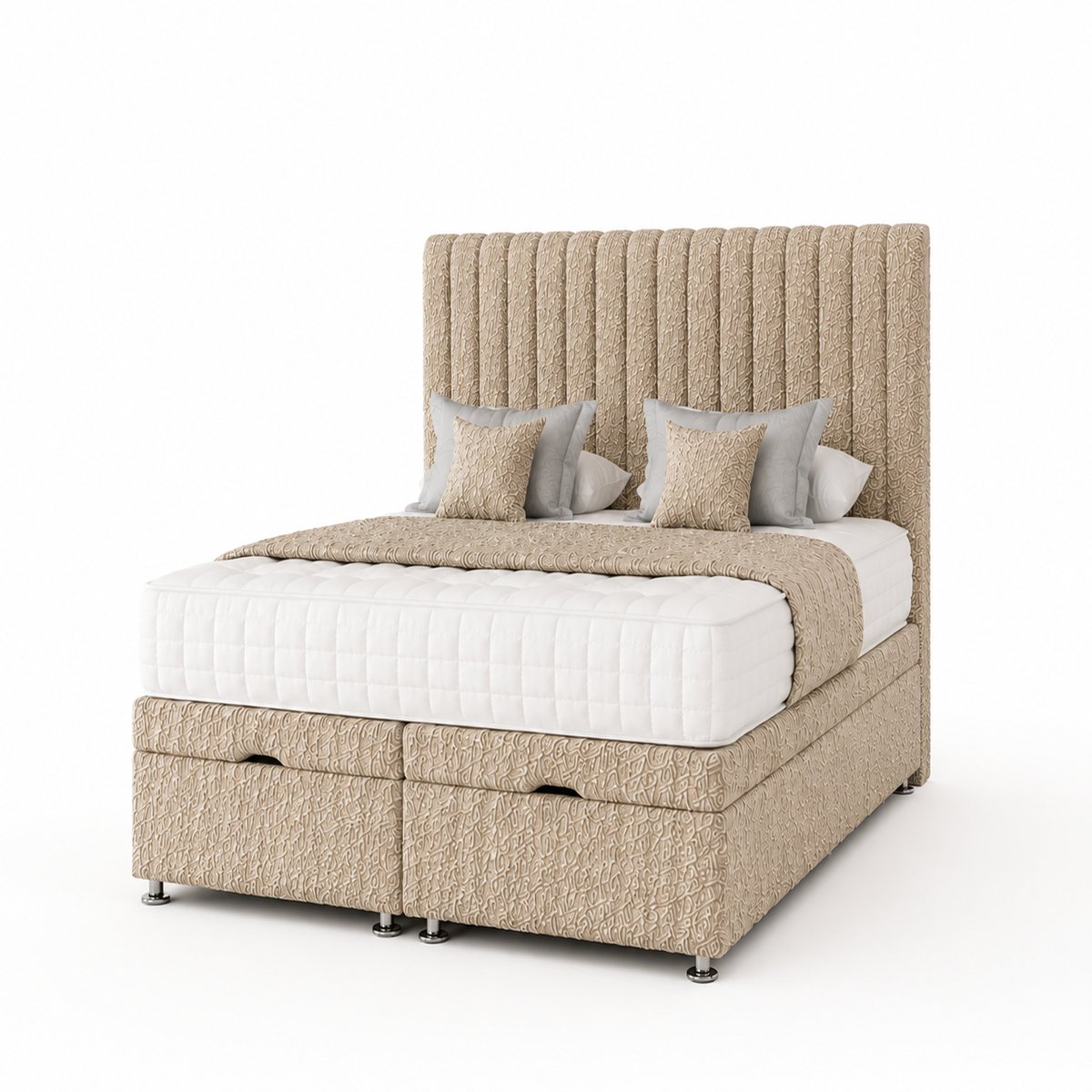 Comfy Deluxe Apollo 5ft King Size End Lift Ottoman Bed Set -  Beige