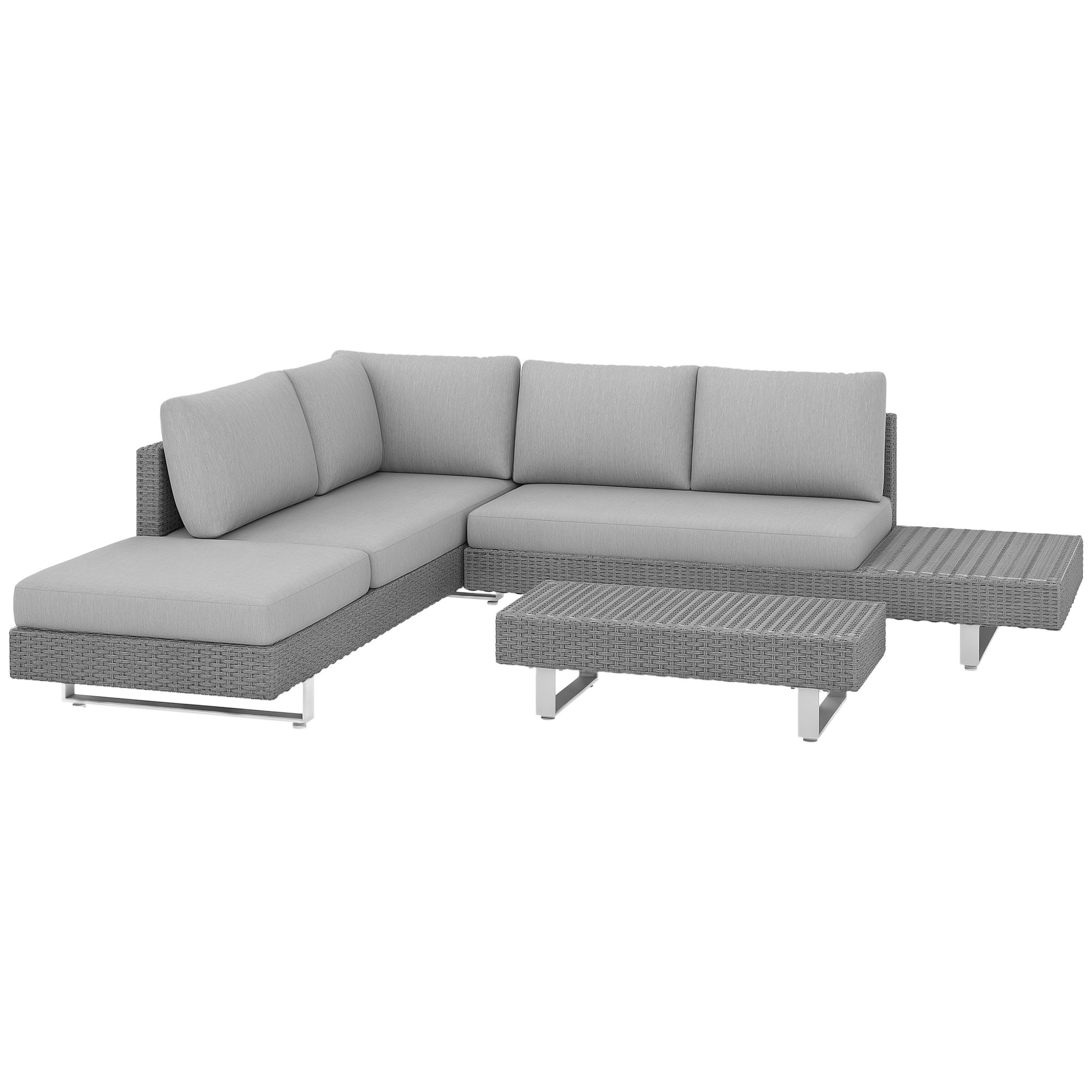 Outsunny 3 Piece Rattan Garden Sofa Set - Light Grey