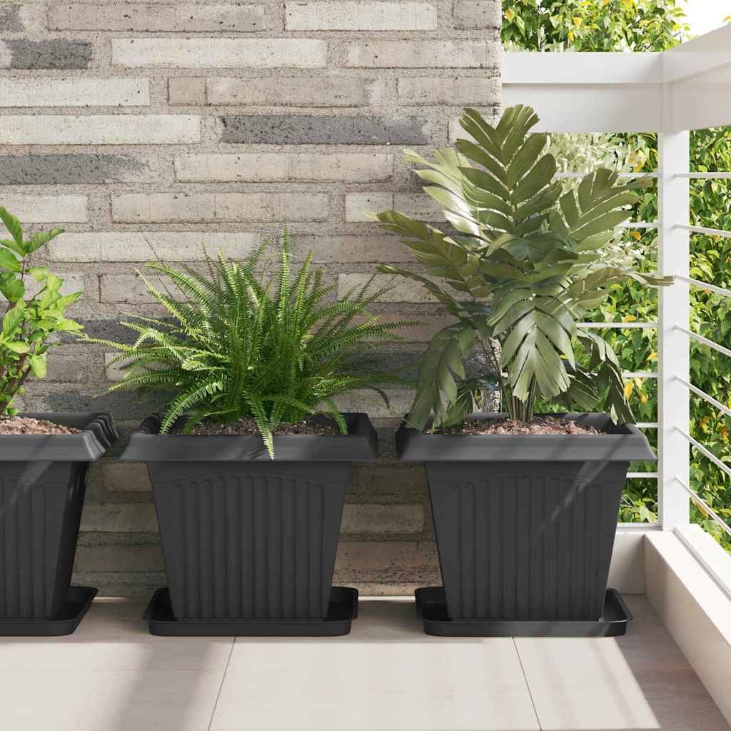 Walplus Pack of 24 Plastic Square Garden Planter Tray - Black - 32 x 32 x 2.5 cm