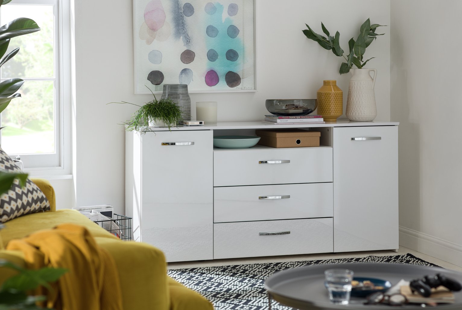 Argos Home Hayward 2 Door 3 Drawer Sideboard - White Gloss