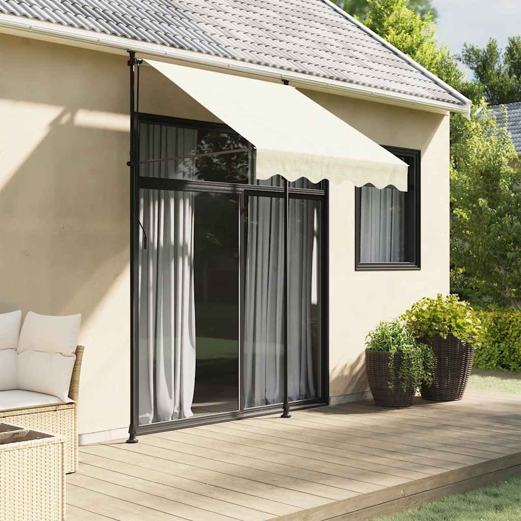 Walplus Polyester Retractable Awning - Cream - 150 x 150 cm