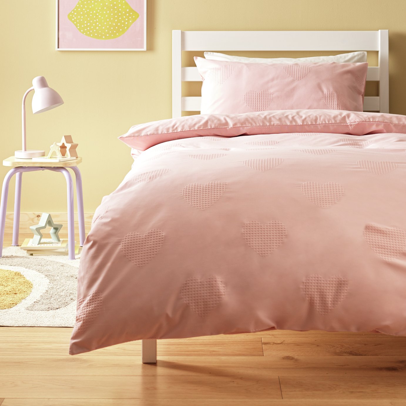 Argos Home Waffle Heart Blush Kids Bedding Set - Single