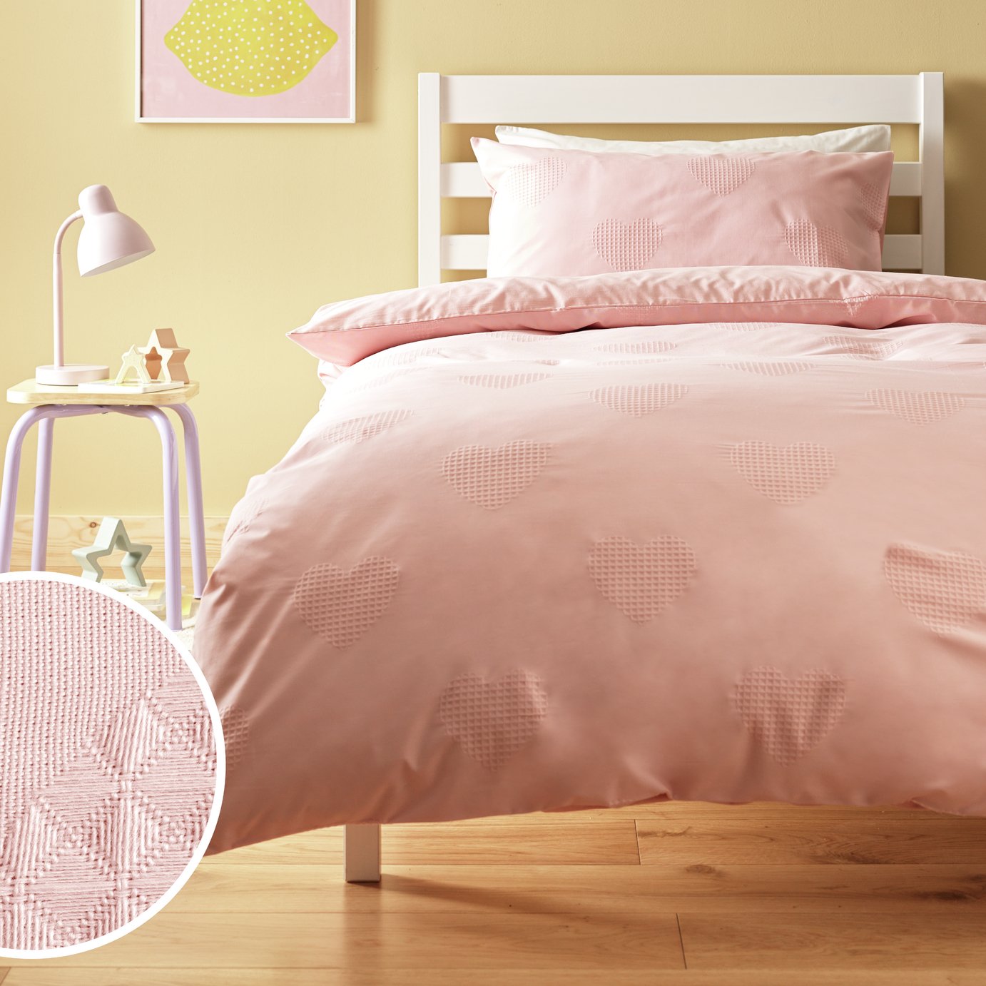 Argos Home Waffle Heart Blush Kids Bedding Set - Single