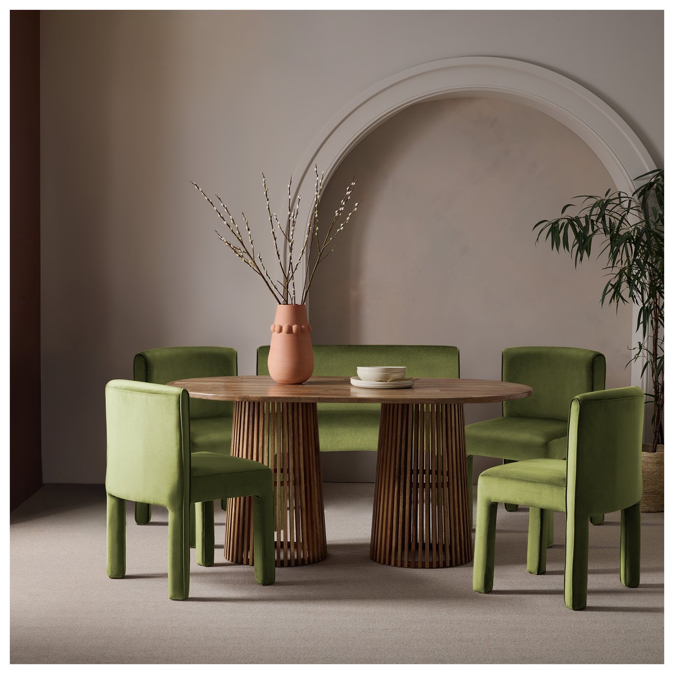 Habitat Jericho Dining Table, Bench & 4 Chairs