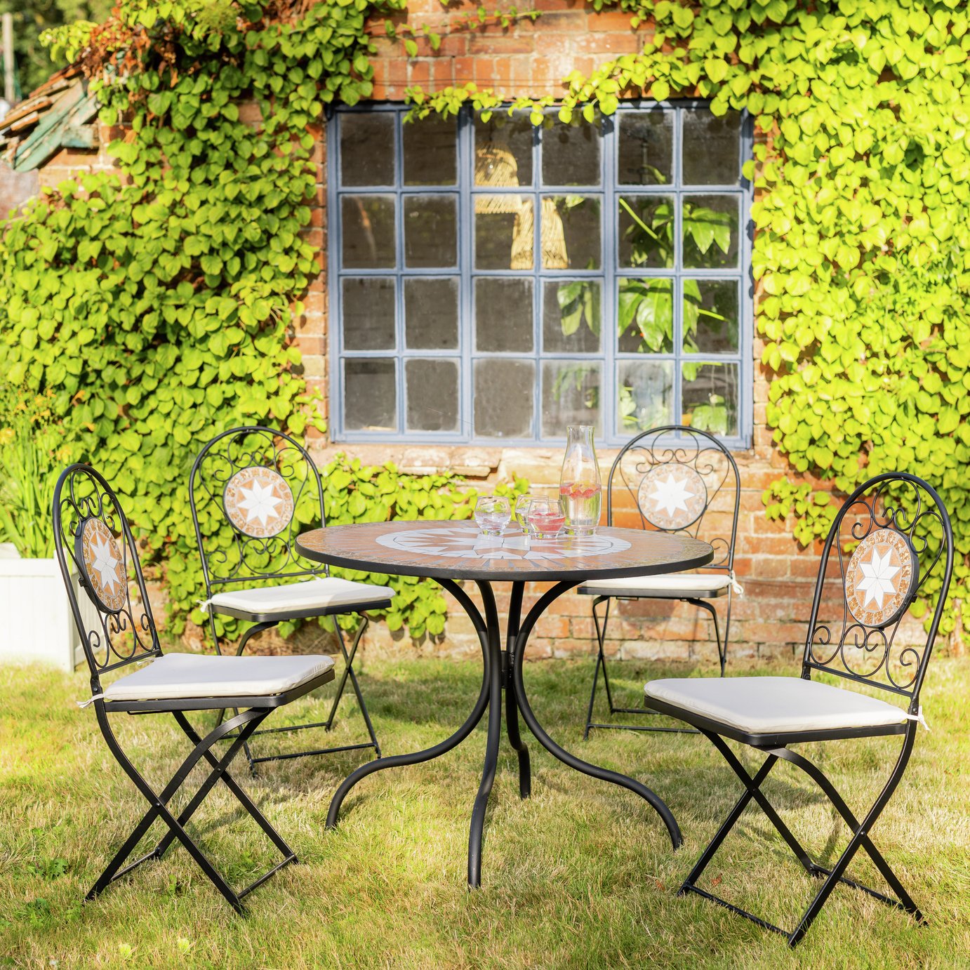 Argos Home Genoa 4 Seater Metal Patio Set - Black