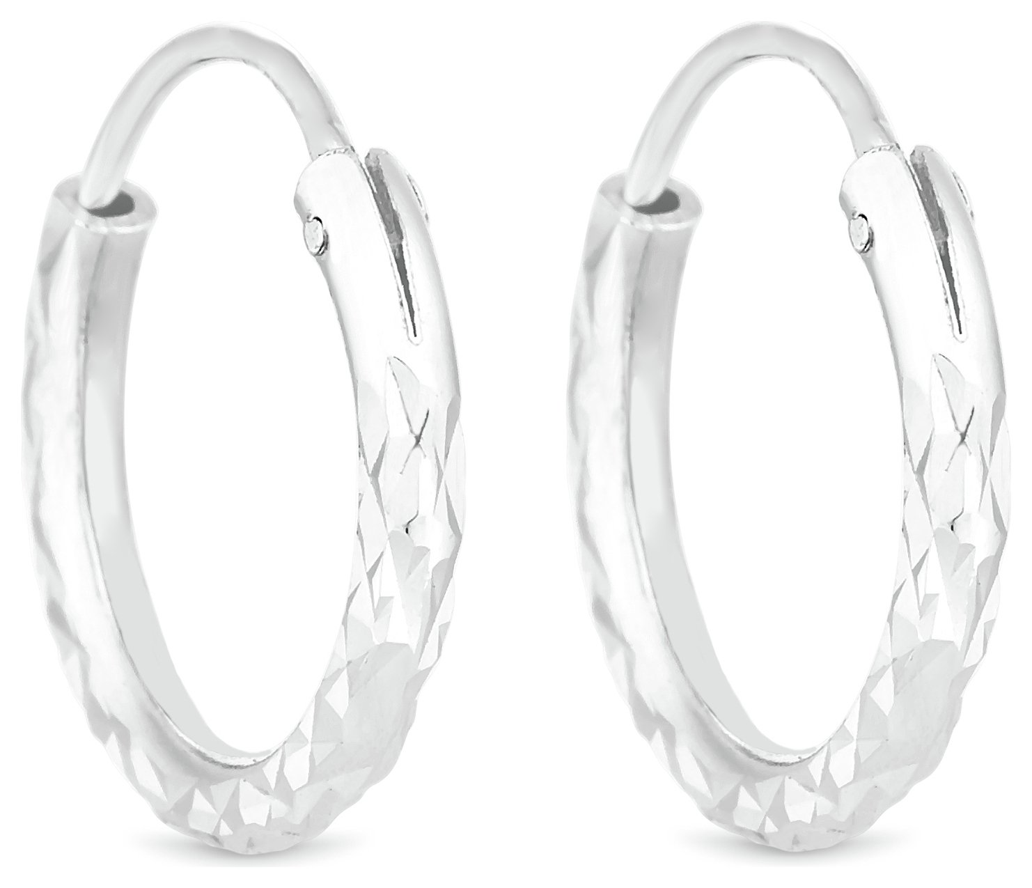 Simply Silver Sterling Silver Mini Diamond Cut Hoop Earrings