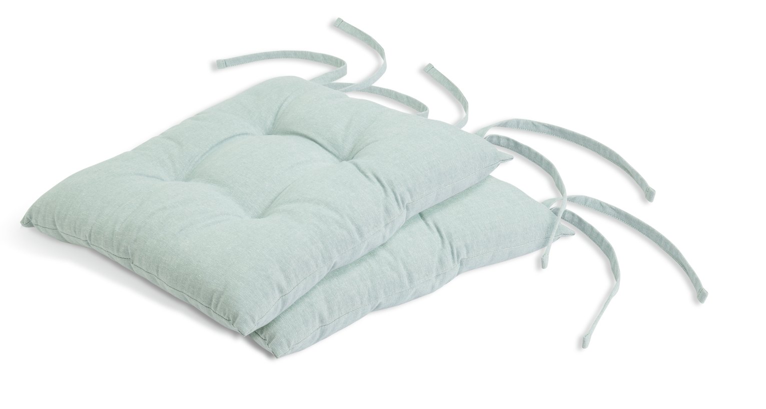 Habitat Chambray Pack of 2 Seat Cushions - Duck Egg