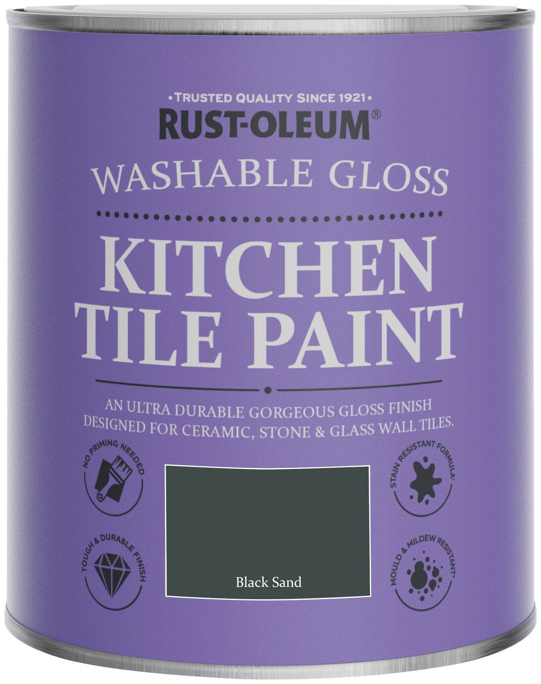 Rust-Oleum Kitchen Tile Gloss Paint 750ml - Black Sand