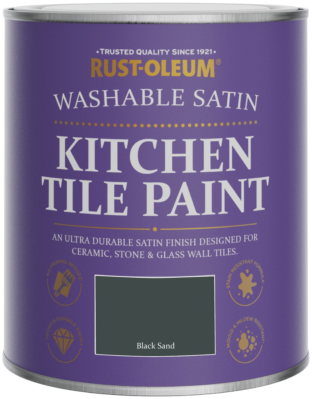 Rust-Oleum Kitchen Tile Satin Paint 750ml - Black Sand
