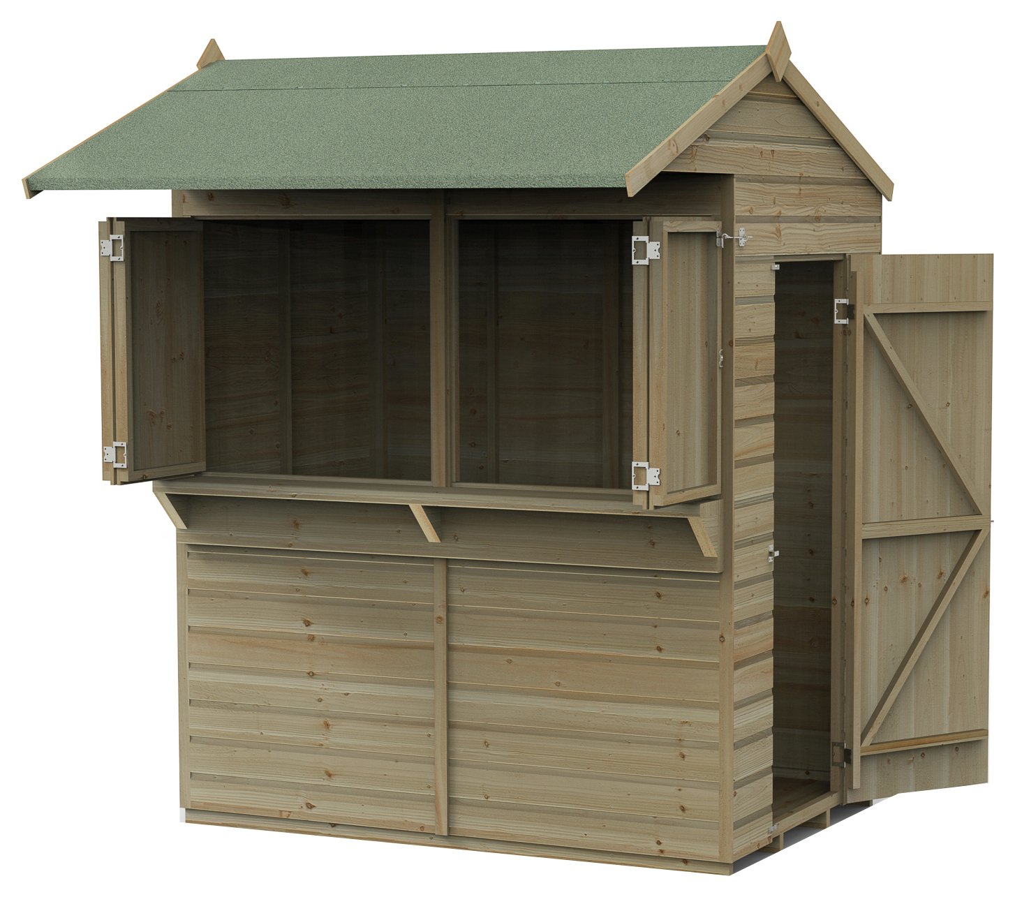 Forest Shiplap 2 Windows Reverse Apex Garden Bar-6x4ft