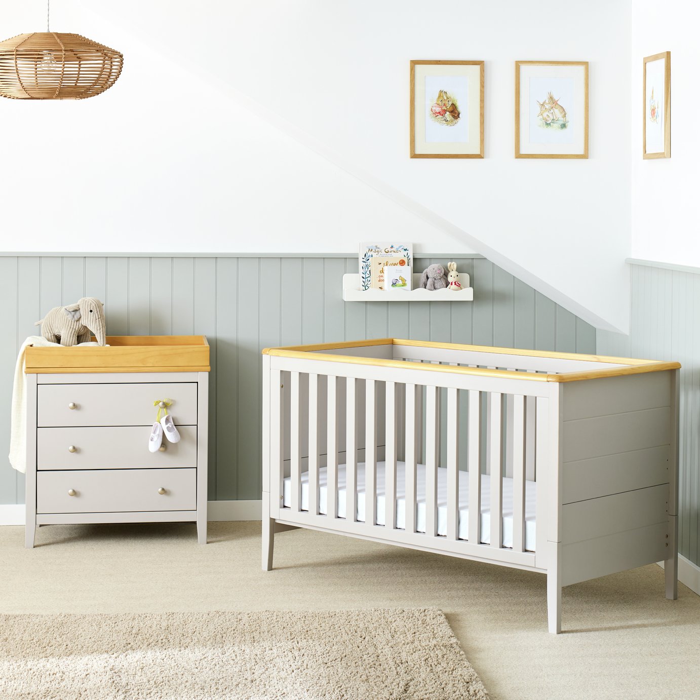 Cuggl Canterbury 2 Piece Nursery Furniture Set - Grey