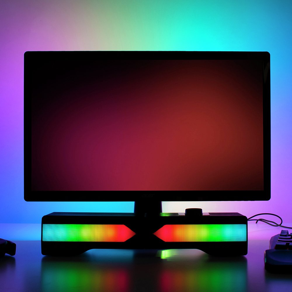 Menkind Light Up Wireless Bluetooth Sound Bar - Black