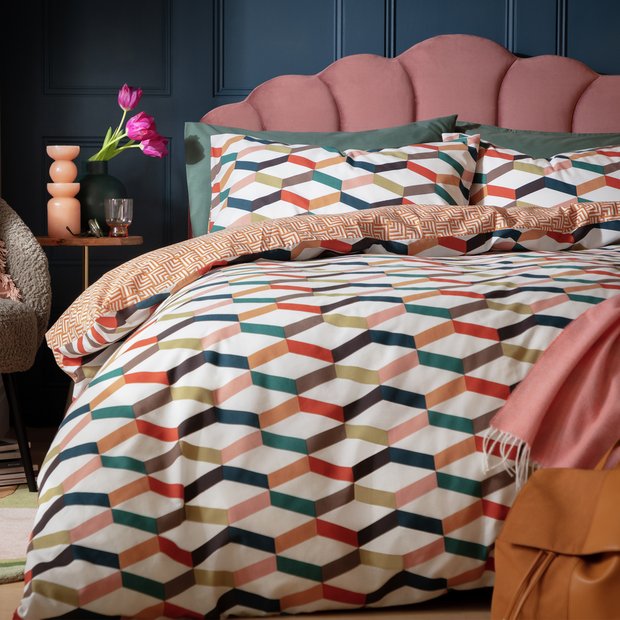 Buy Habitat Geometric ZigZag Multicolour Bedding Set Single Duvet cover sets Argos