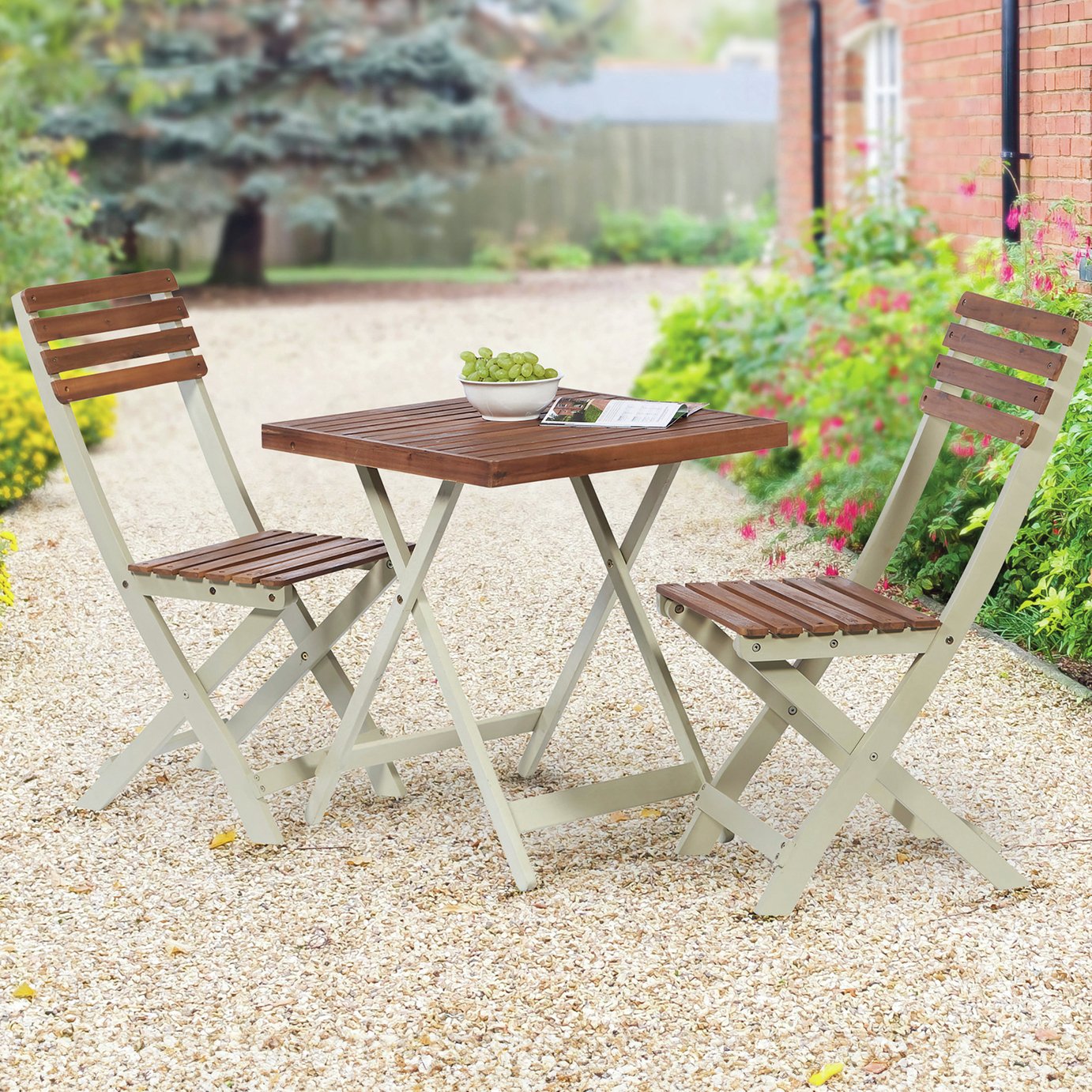 Greenhurst Burley 2 Seater Folding Wooden Garden Bistro Set