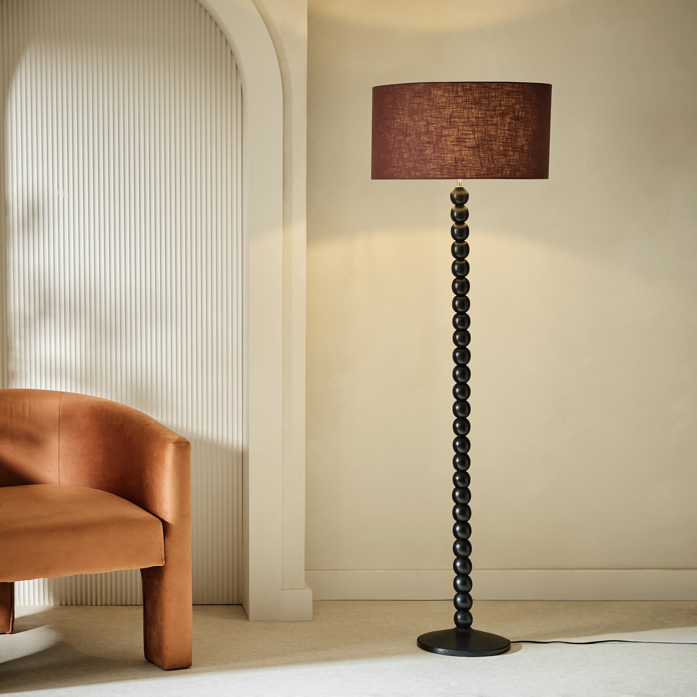 Habitat Bobbin Mango Wood Floor Lamp Base Only - Black