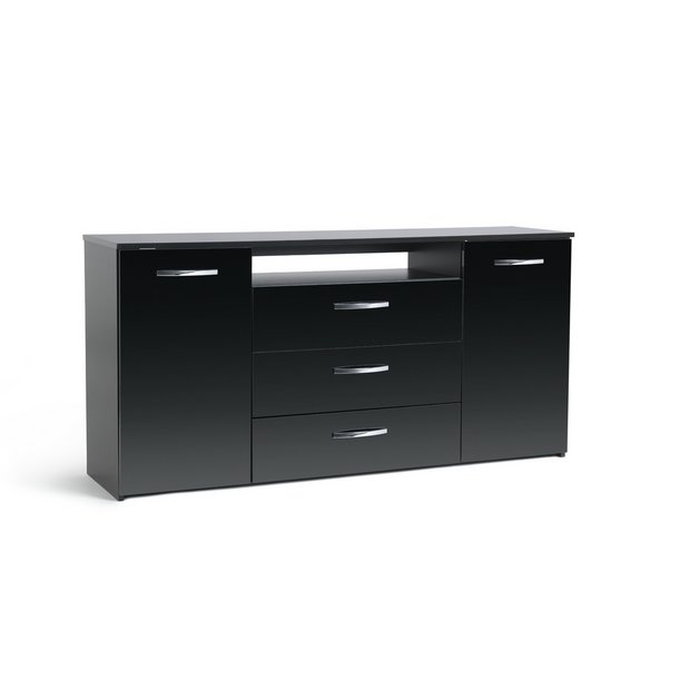 Black and deals chrome sideboard