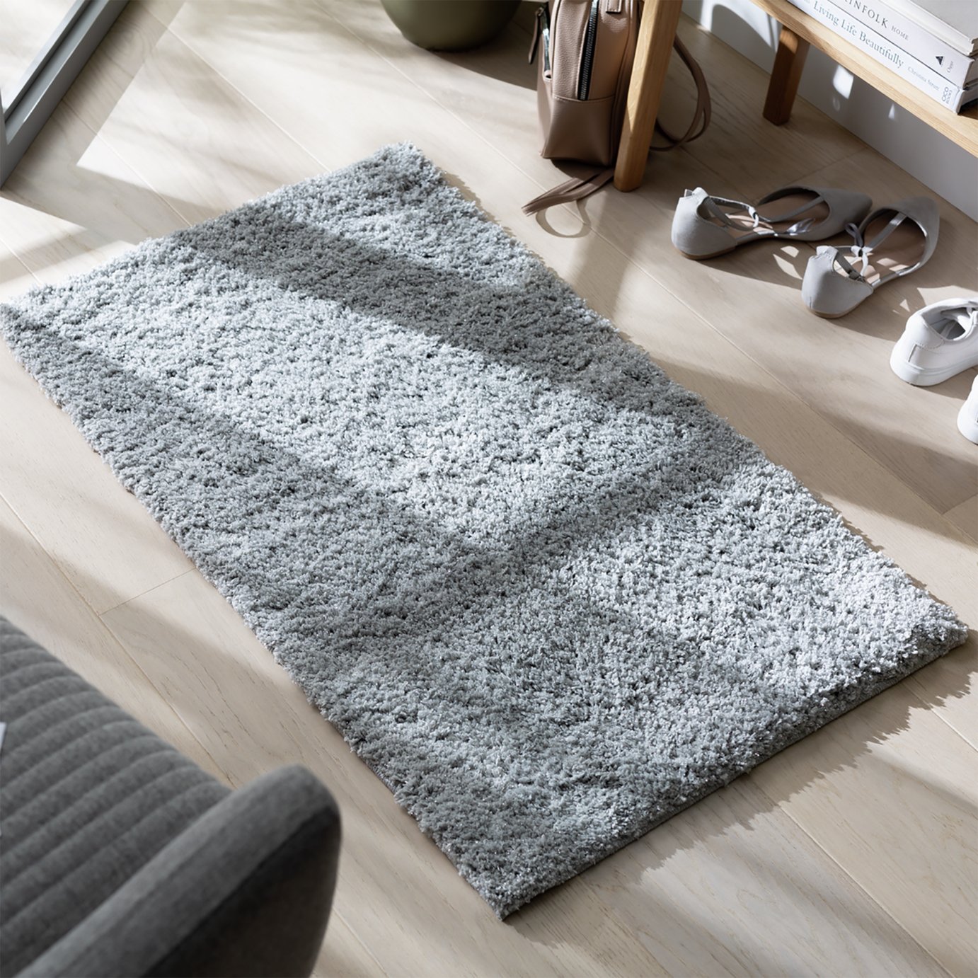 Habitat Shimmer Grey Cut Pile Rug - 80x150cm