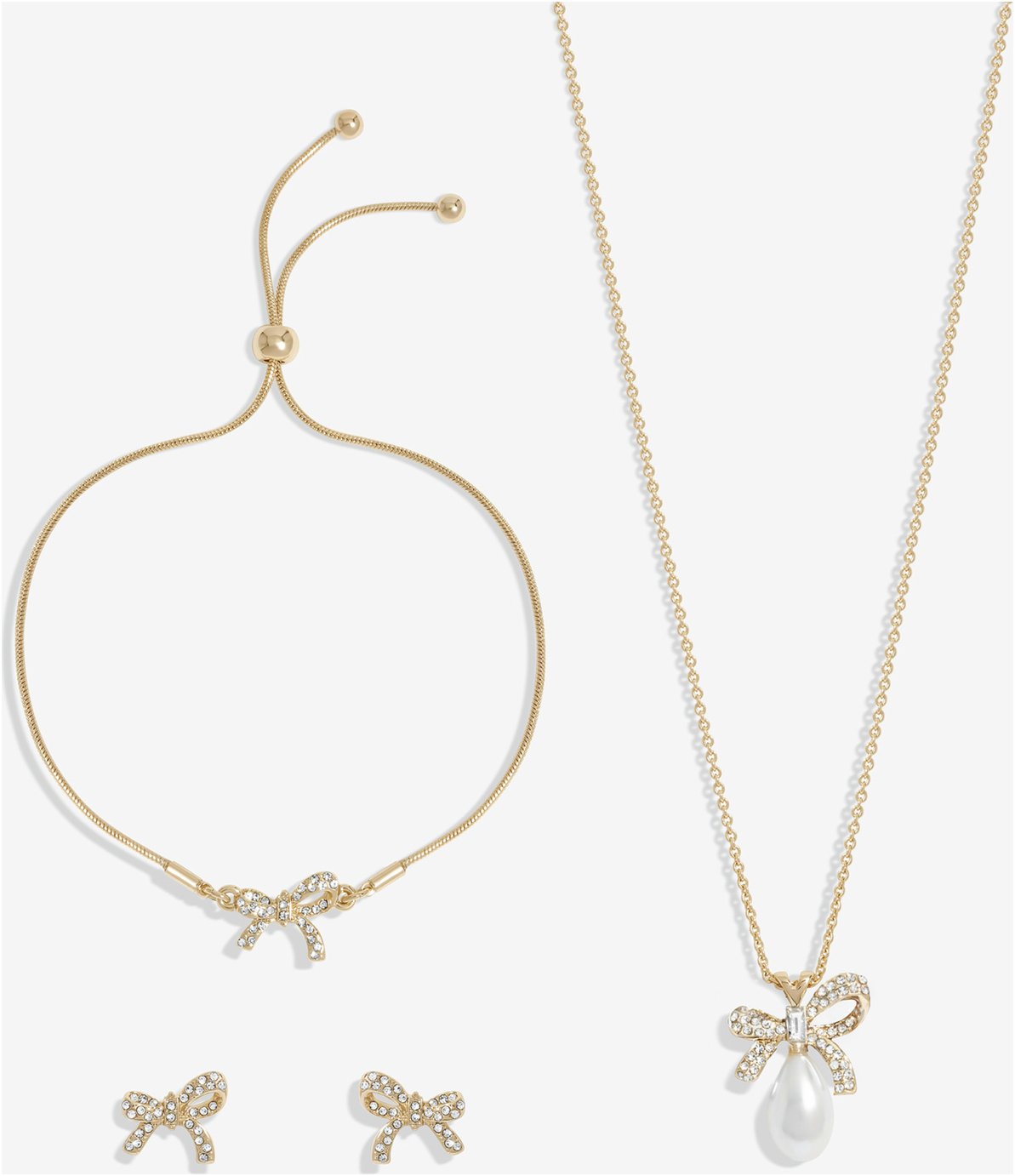 Jon Richard Silver Plated Crystal Bow & Pearl Trio Gift Set