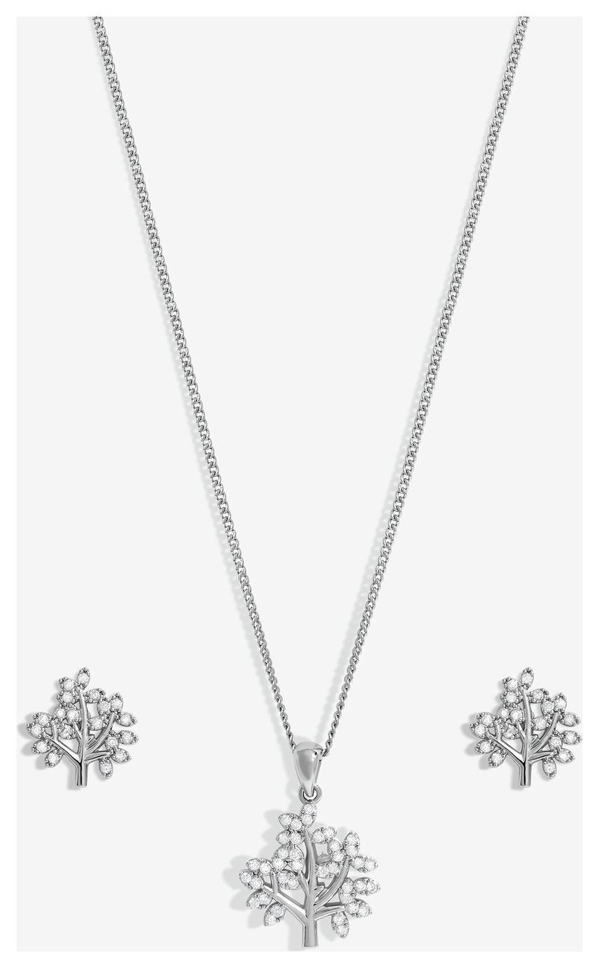 Jon Richard Rhodium Plated Tree Of Life Gift Set