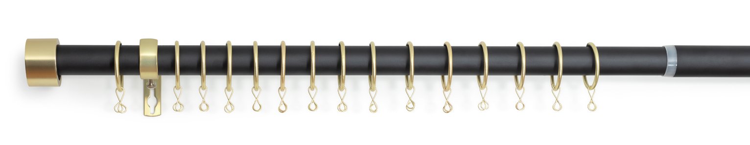 Argos Home Black Extendable Curtain Pole - 110cm - 300cm