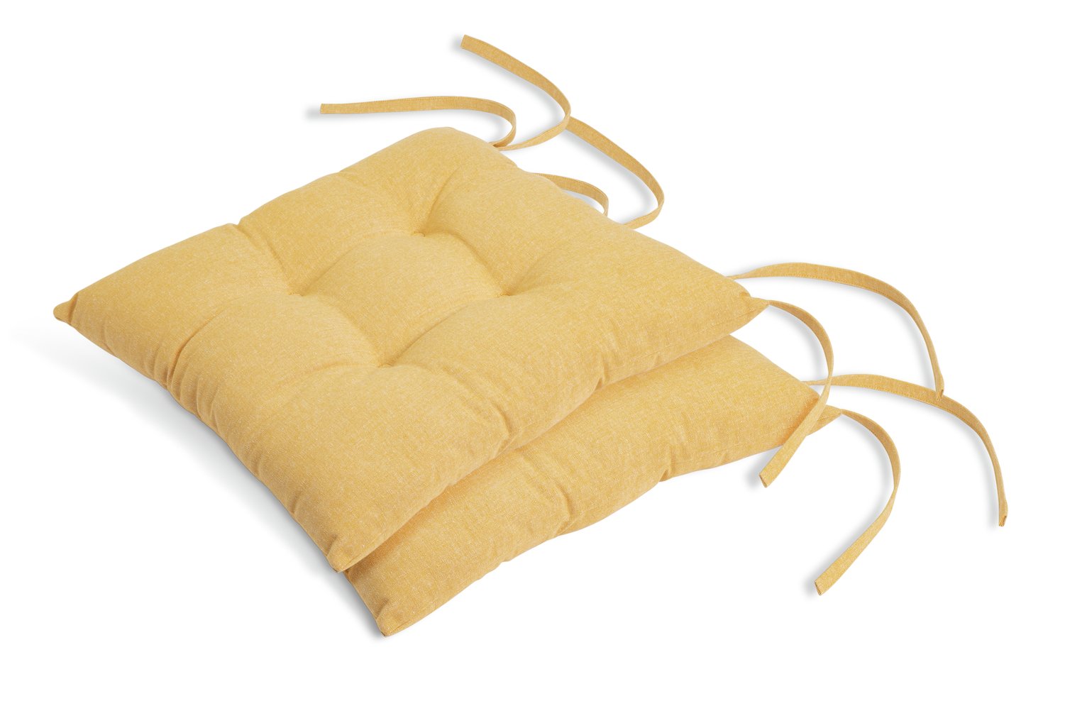 Habitat Chambray Pack of 2 Seat Cushions - Mustard