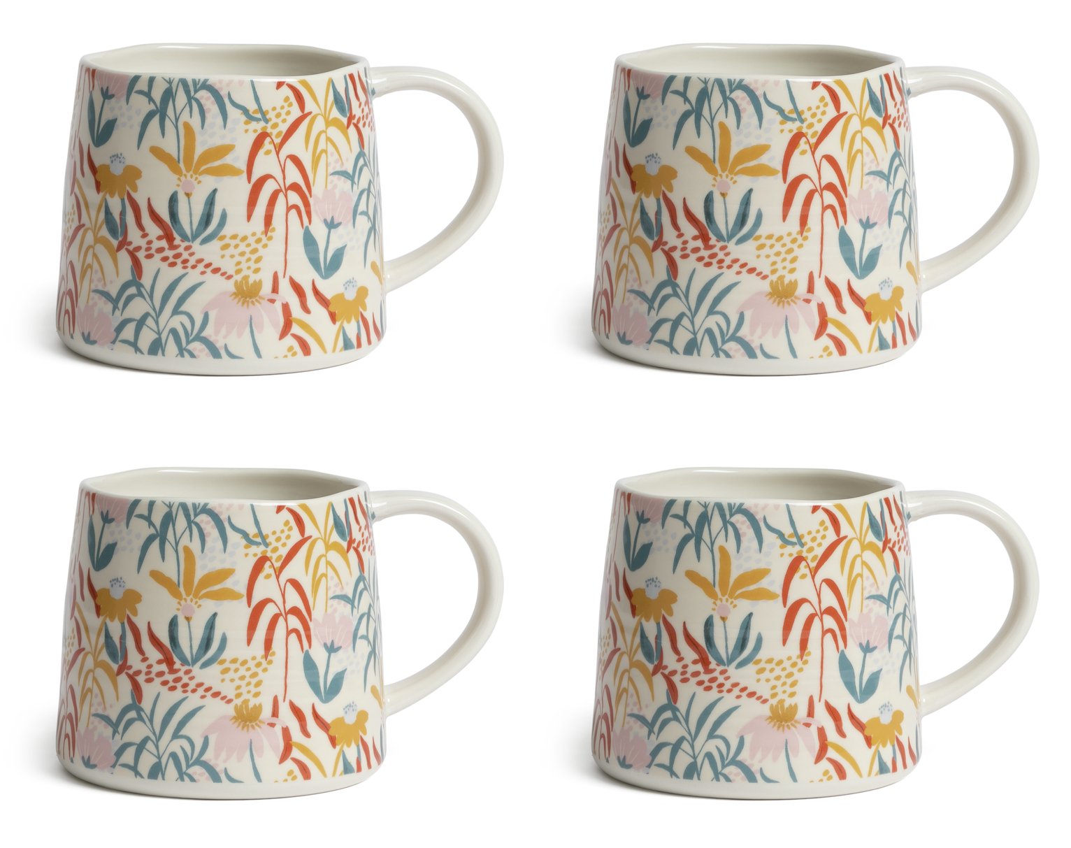 Habitat Floral Ripple Set of 4 Mugs
