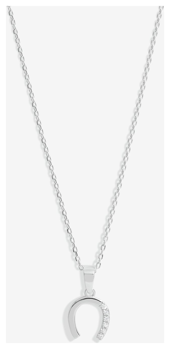 Simply Silver Sterling 925 Cubic Zirconia Horseshoe Pendant
