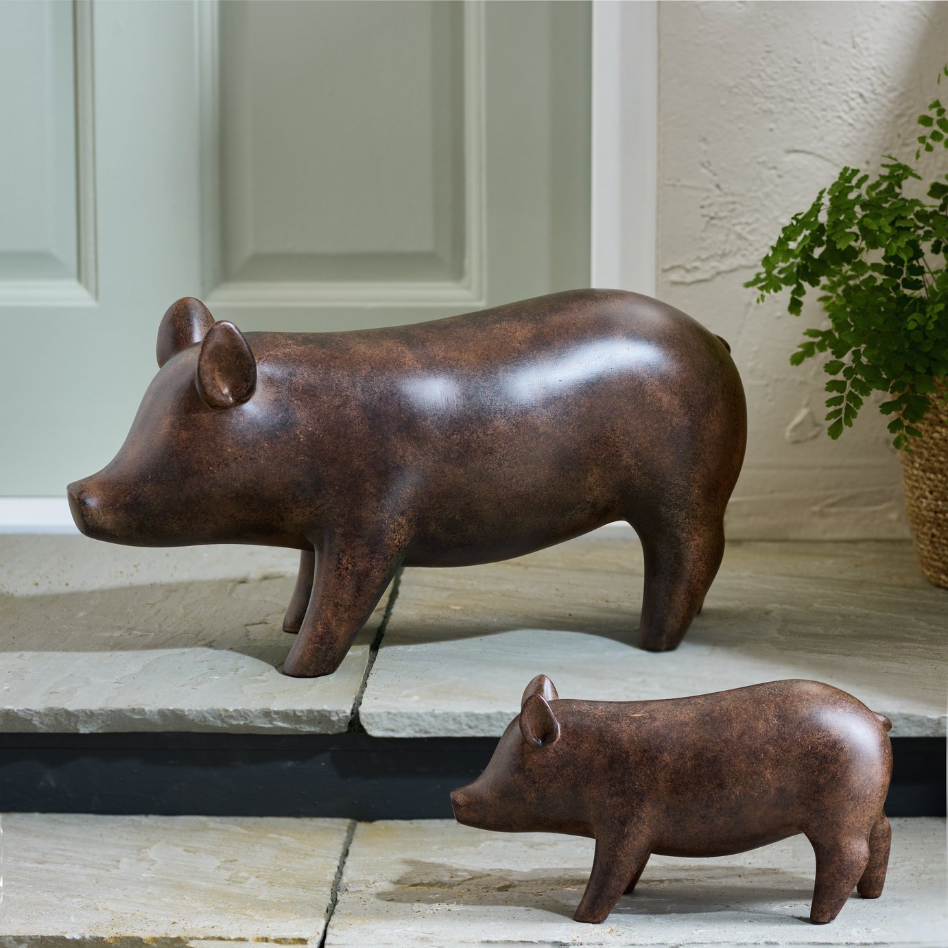 Habitat Metal Effect Pig Family Ornament