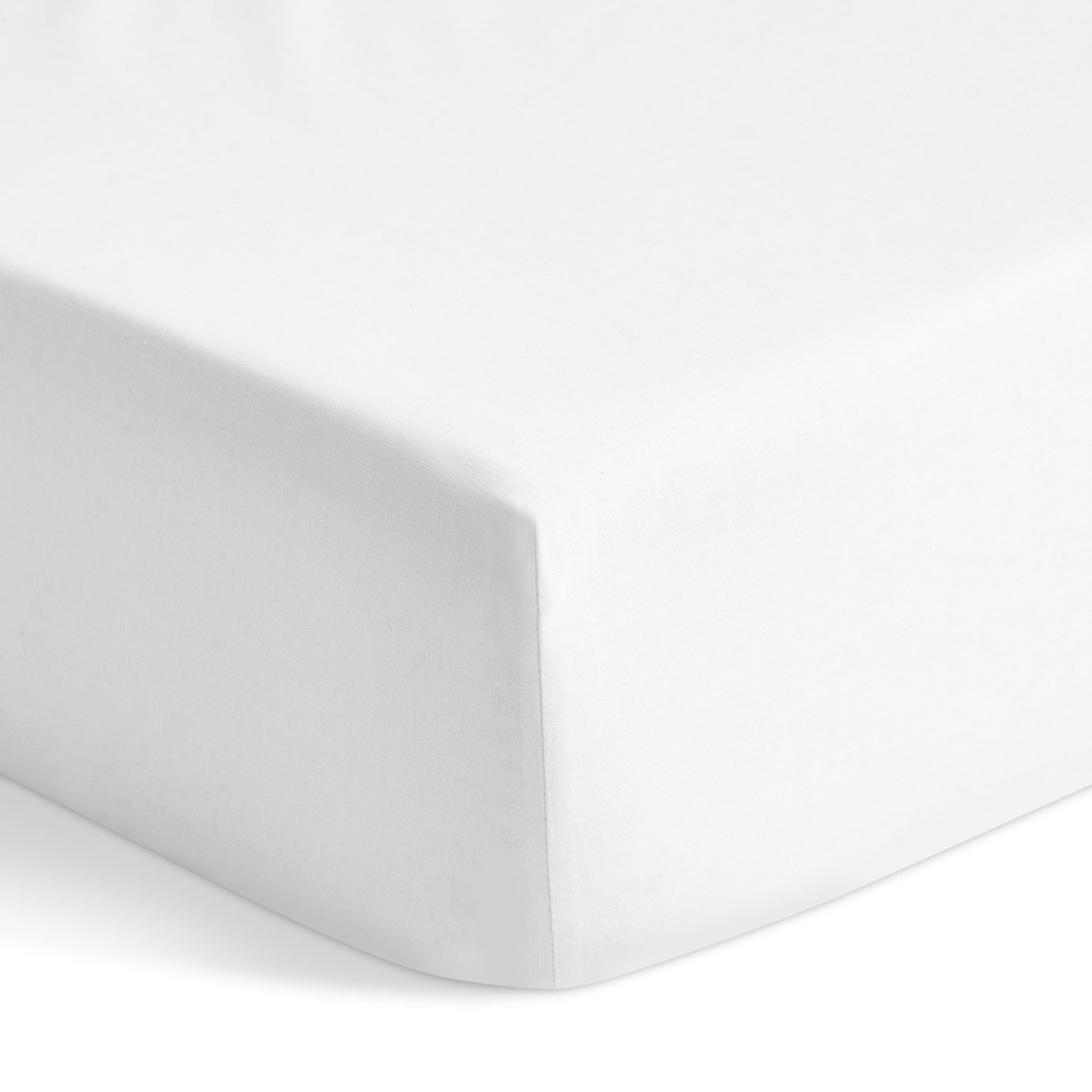 Habitat Polycotton Extra Deep White Fitted Sheet - Superking