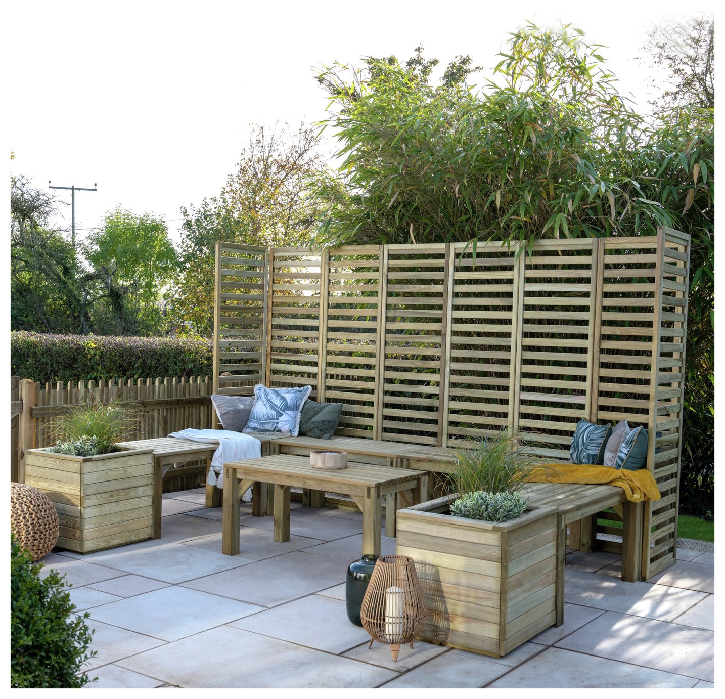 Forest Garden 8 Seater Wooden Garden Patio Set - Natural