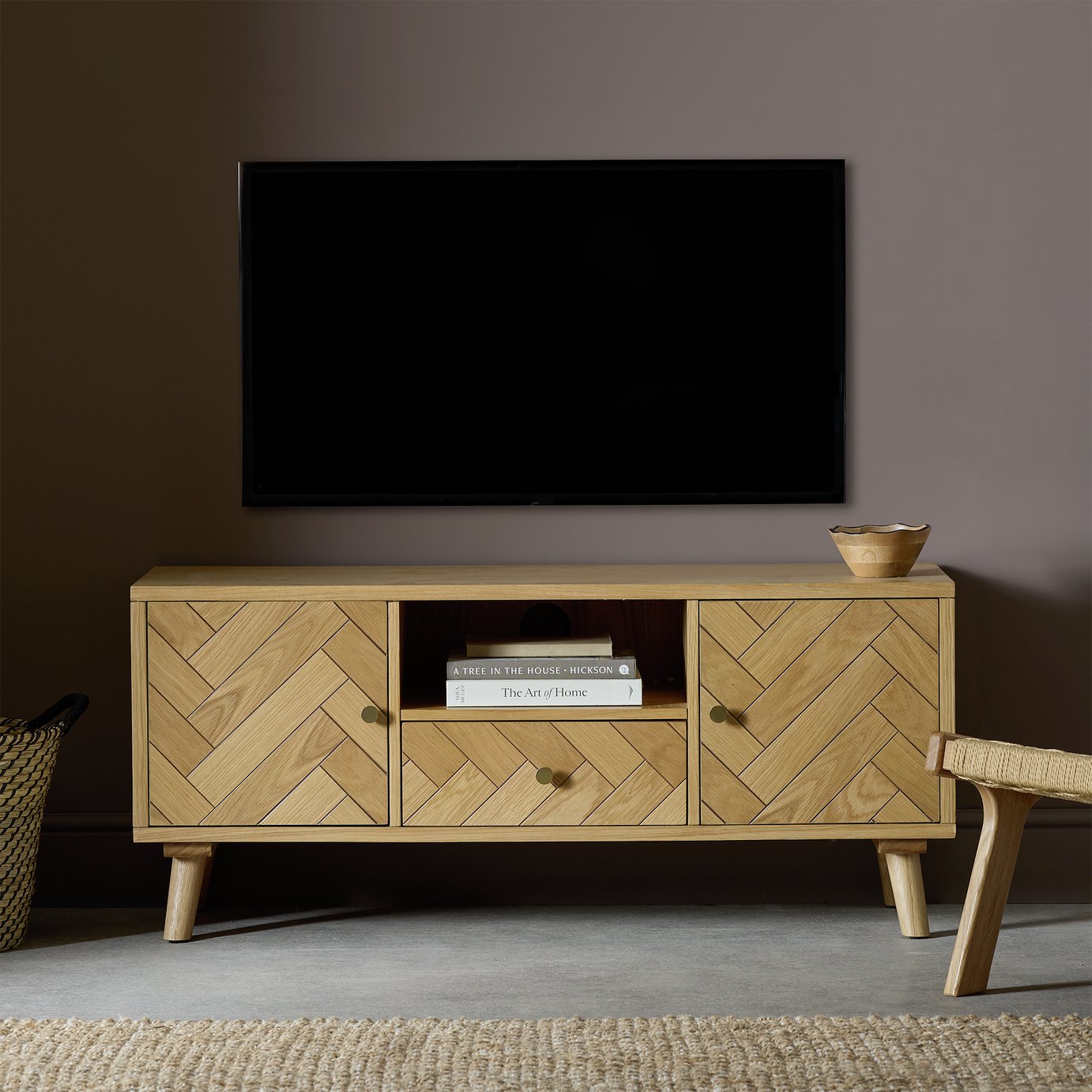 Habitat Afram 2 Door 1 Drawer TV Unit - Natural