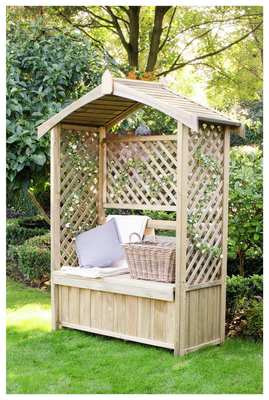 Forest Garden Lyon 2 Seater Wooden Garden Arbour -  Natural