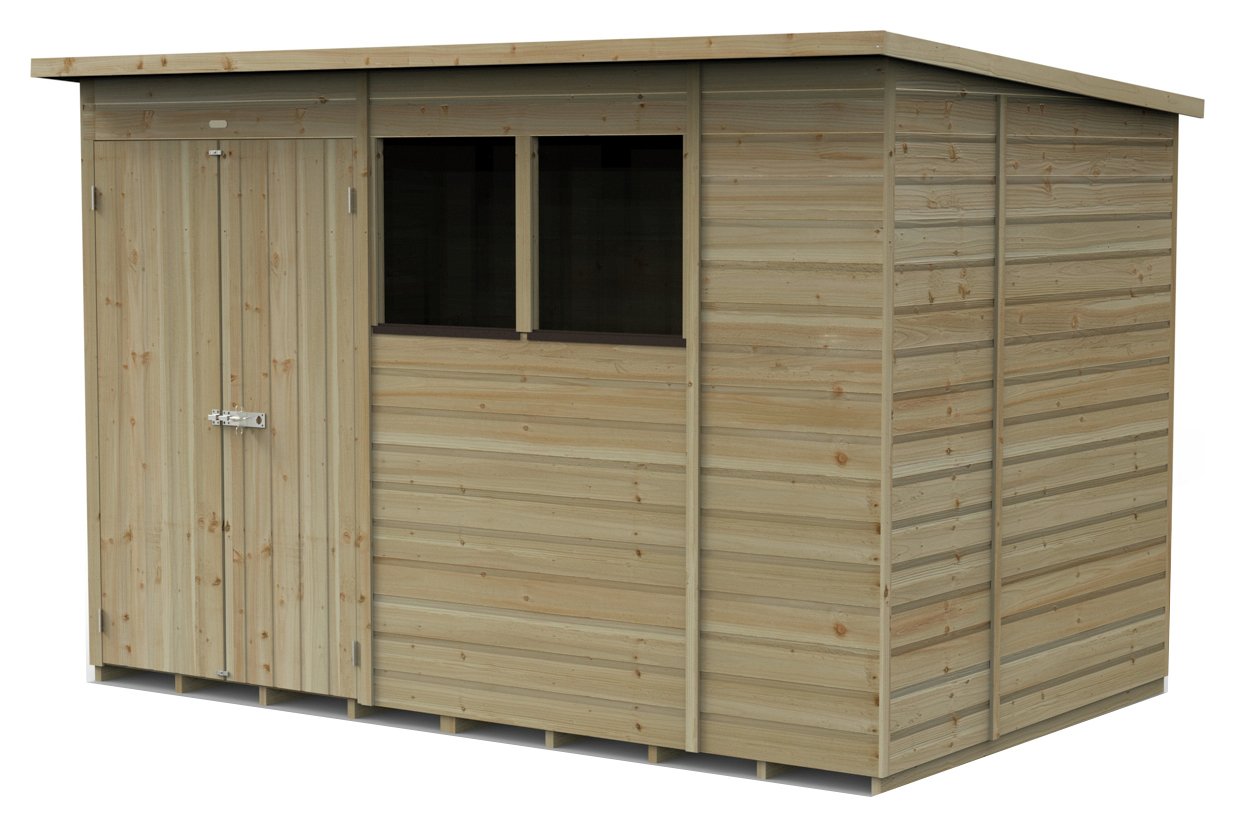 Forest Beckwood Shiplap 2 Windows Pent Shed - 10 x 6ft
