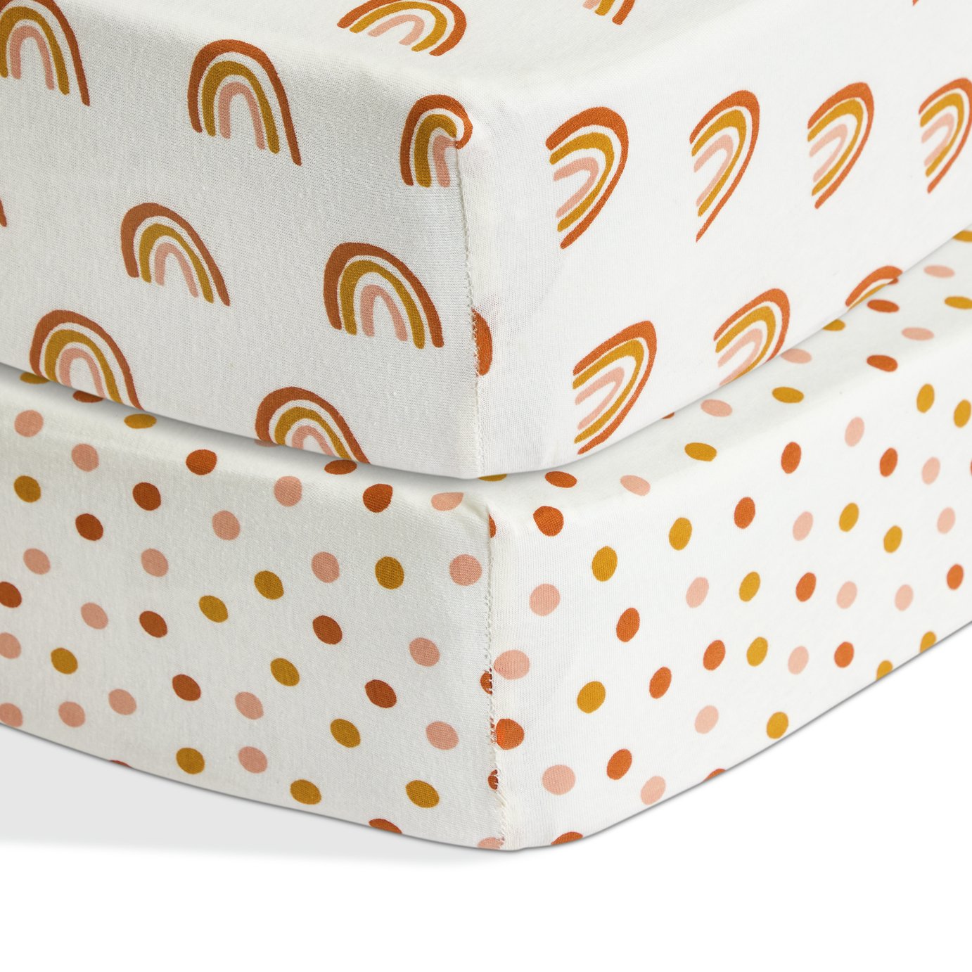 Habitat Cotton Jersey Rainbow Twin Pack Nursery Fitted Sheet