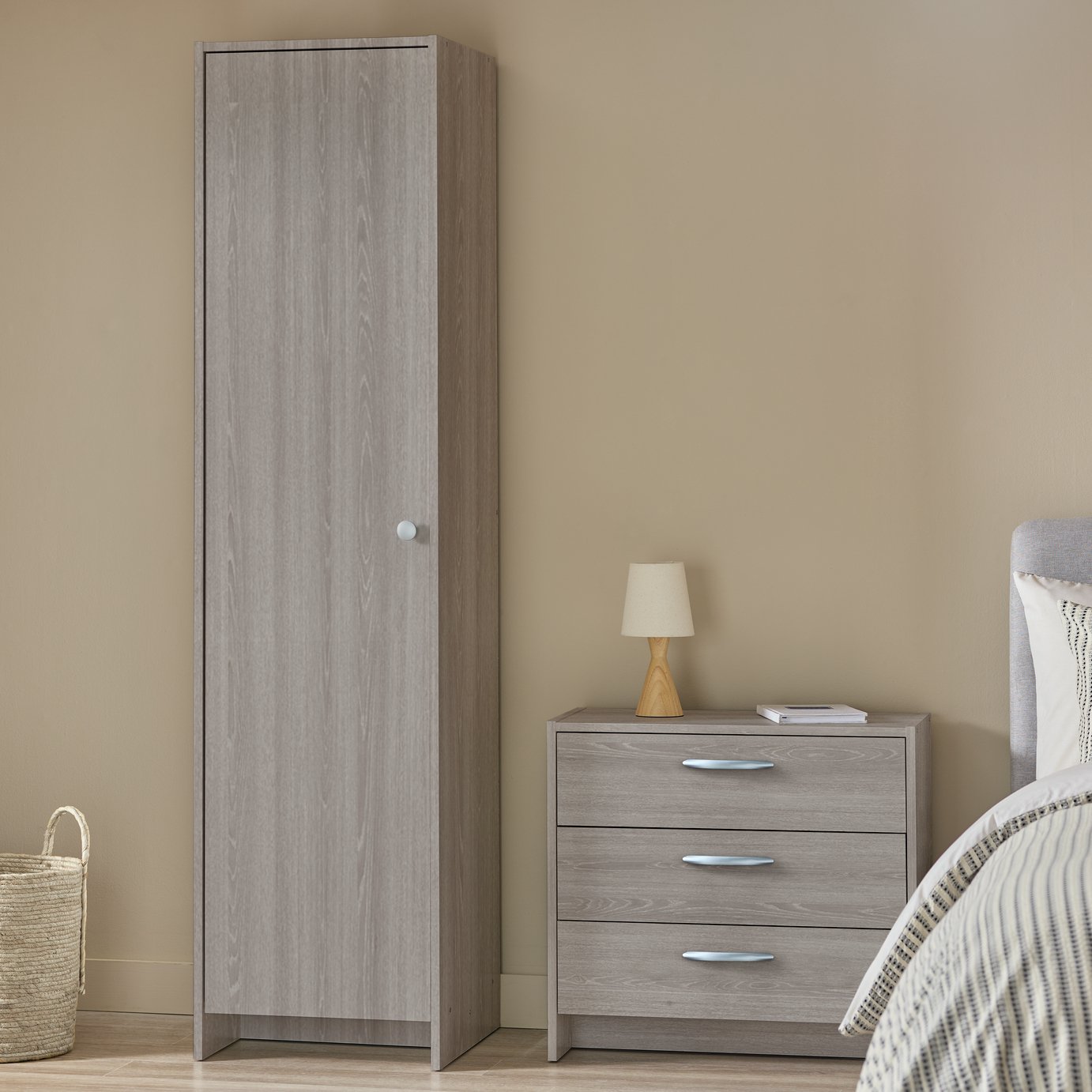 Argos Home Seville 2 Piece 1 Door Wardrobe Set - Grey & Oak