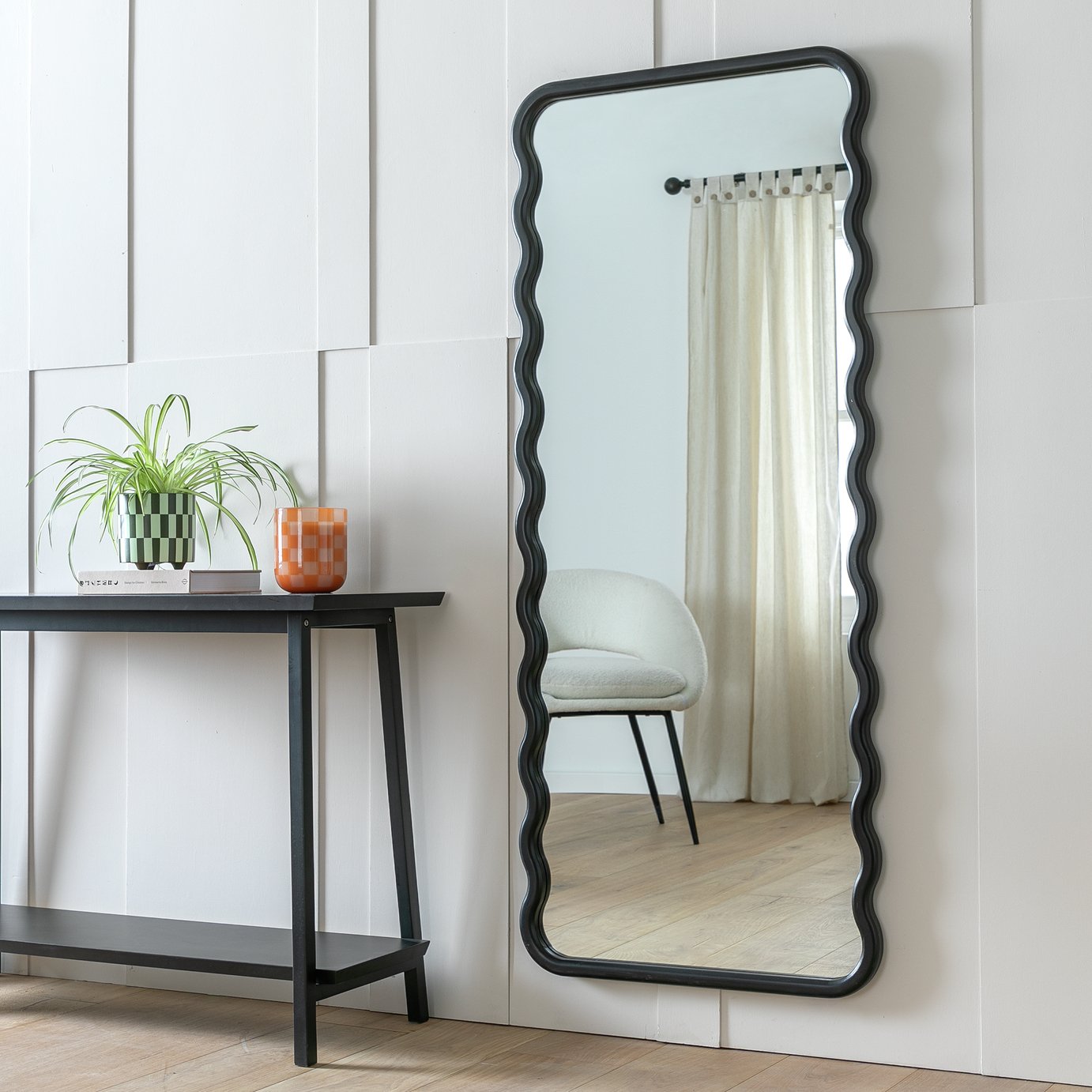 Habitat Black Wiggle Full Length Wall Mirror - 60x150cm